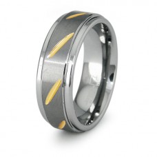 Tungsten Band with Grooved Gold Plating